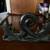 Paperweight Hand-Carved Obsidian Calligraphy Brush Holder Double Fish Design 2 thumbnail