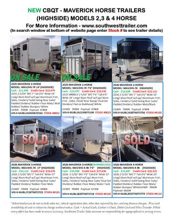 NEW CBQT (HS) HORSE TRAILERS @ SOUTHWEST TRAILER SALES (760) 788-8900 1