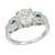2.21 CTW Old European Diamond Emerald 18 Karat White Gold Engagement Ring GIA 11 thumbnail