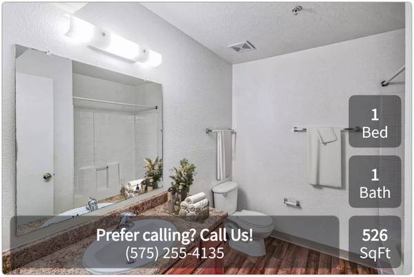 $739 / 1br - 526ft2 - Lovely spacious 1 BR, 526 sq ft for seniors! Disability access (Las Cruces)63687931917571121