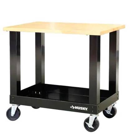 HUSKY 3 ft. Mobile Workbench with Hardwood Top 1