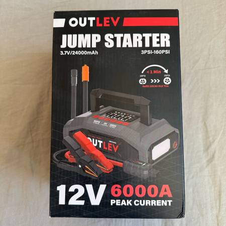 OUTLEV Jump Starter With Air Compressor 12V 6000A 160PSI All-In-One 1