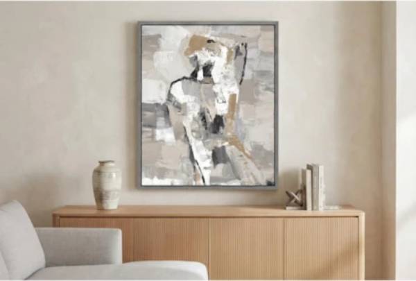 NEW Abstract Painting on Canvas in Floating Frame 1
