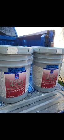 2 BUCKETS INTERIOR EGSHELL PAINT "SNOWBOUND COLOR"= 60 EA 1