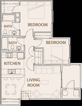 Range Oven, Refrigerator, 2bd 2ba 1