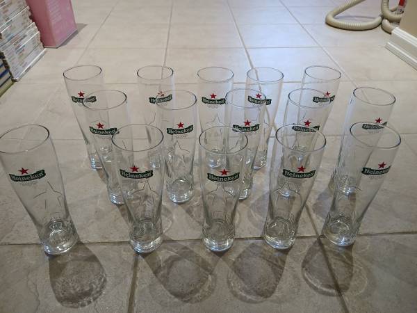 15 - 20z HEINEKEN EMBOSSED GLASSES - new 1