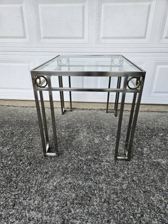 Chrome and brass end / side table mid-century modern 1