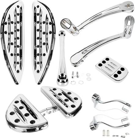 Chrome Heel Shift&Linkage&Driver Passenger Floorboards&Pedal For Harle 1