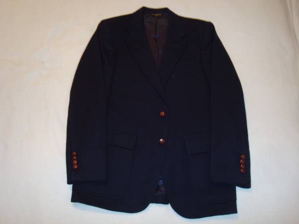 1980'S VINTAGE IMPERIAL BY HAGGAR WOOL NAVY SPORTS COAT BLAZER Size 38 1