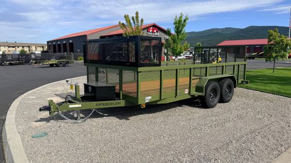 2026 Fox Trailers 83" x 16' Heavy Duty Landscape Trailer w/ Trimmer Ra 1