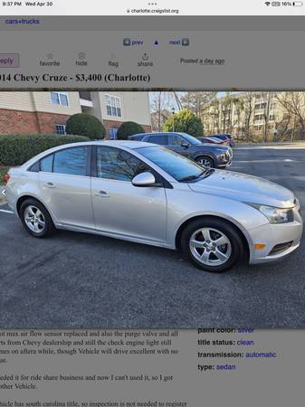 Chevy Cruze 2014 - $3.60063613317546883121
