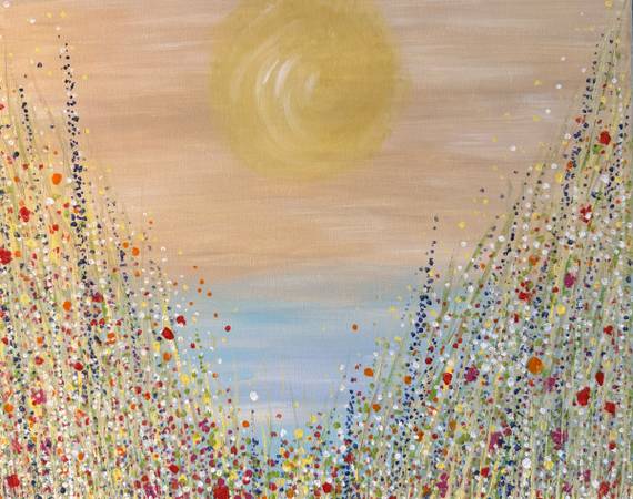 16 x 20 Flowers Sun Canvas Wall Art 1