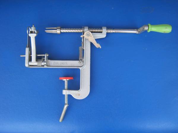 OLD 1930's? Apple peeler. Wooden green handle. 1