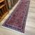 Kashan Wool Runner Rug with Red Rrounded Navy Border. 2 thumbnail