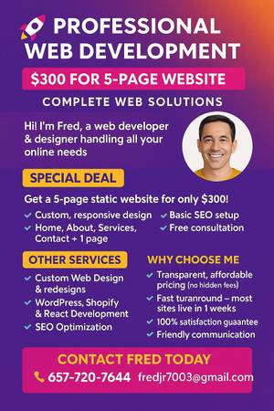 $300 Professional Web Design WordPress, React, Shopify Fast, SEO ready 1