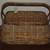 Wicker picnic basket with plastic dishes utensils cups wine glasses ++ 2 thumbnail