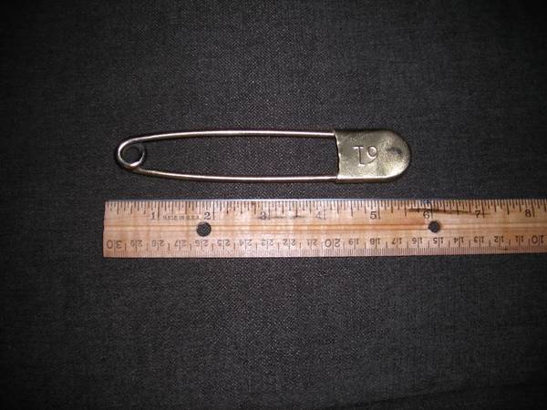 Large Antique Solid Brass Safety Pin 1