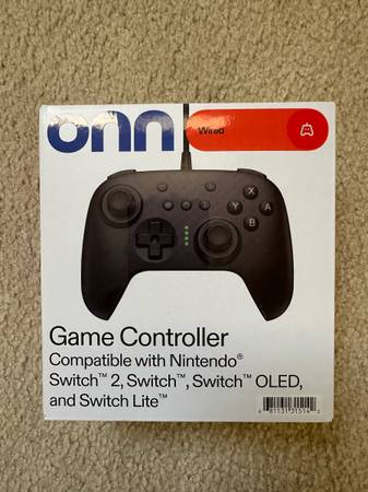 onn Wired Game Controller for Nintendo Switch 2, OLED, Lite, Black 1