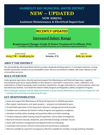 REVISED! Assistant Maintenance and Electrical Supervisor 1