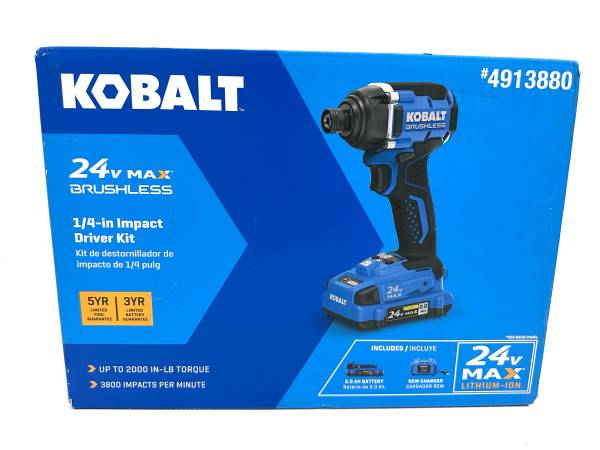 NEW Kobalt 24-volt 1/4-in Brushless Cordless Impact Driver (Battery and Charger  1