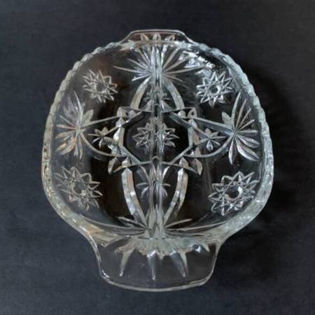 Vintage ANCHOR HOCKING Oblong 10" Divided Relish Dish Star of David 1