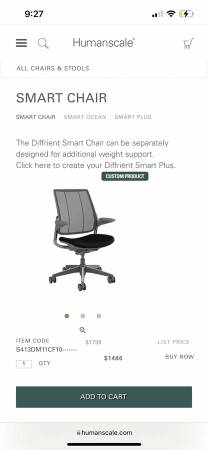 (Org $1700+) Humanscale DIFFRIENT SMART ergo chair (like new, fully) 1