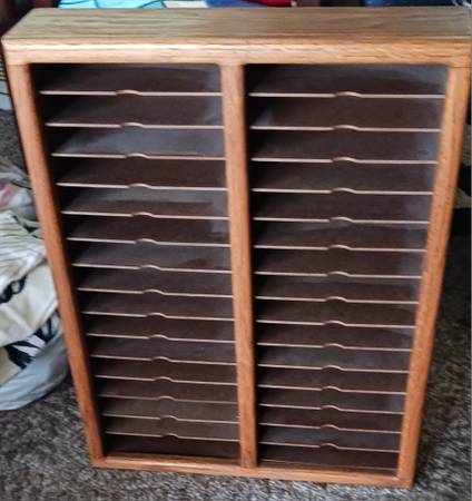 VHS Tape Oak  Storage Cabinet 1