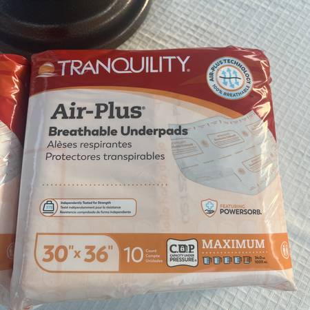 Tranquility AIR-Plus Breathable Underpads, 30x36 in, 10 Ct High Absorb 1