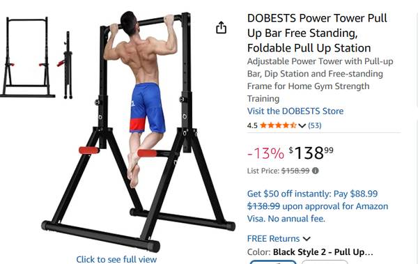 Folding Power Tower - Pull Up / Dip Station 1