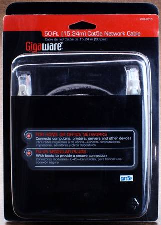 Gigaware 50ft Cat5e Network Ethernet Cable *NEW* [50 ft Cat 5e] 1