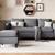 New Convertible L Shaped Sleeper Sectional Sofa Couch 3 Seat Sofa with Reversibl 7 thumbnail
