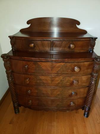 Antique Pineapple Carved Mahogany Dresser 1