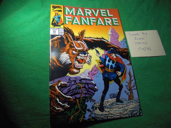 MARVEL FANFARE # 49 * Feb. 1990 * AUTOGRAPHED by ALAN WEISS * $35.00 S 1
