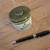 TAN HARRODS BLUE STILTON CHEESE CROCK & DARK GREEN LID 1 thumbnail