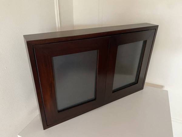 Frontgate Photo Wall-Mount Cork & Whiteboard Cabinet in Cherry Wood 1