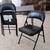 Black square folding table + 2 padded folding metal chairs 2 thumbnail