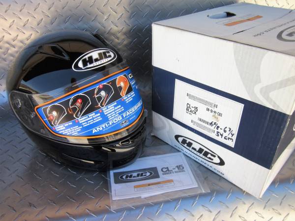 NEW Black HJC CL-15 Full Size Motorcycle Helmet in Box 1