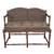 French Country Petite Walnut Ladder Back Settee Bench w/ Brown Cushion 1 thumbnail