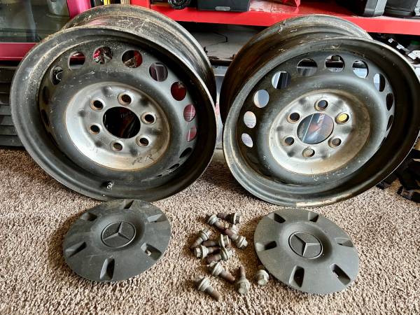 Pair (2) of 16 inch sprinter wheels with caps and lugs 1
