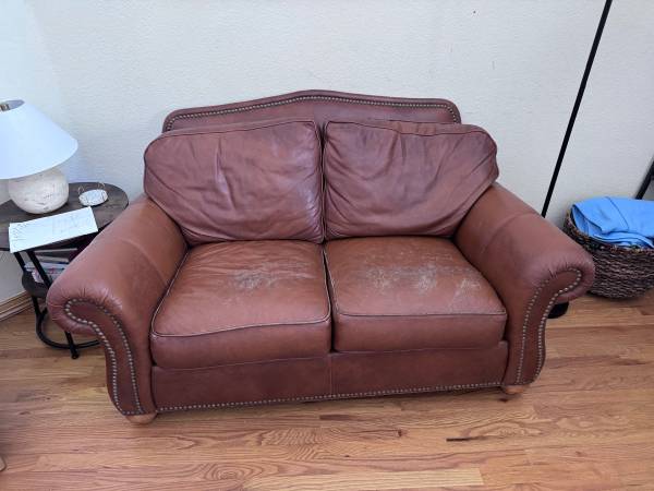 Ethan Allen Leather Couch Set 1