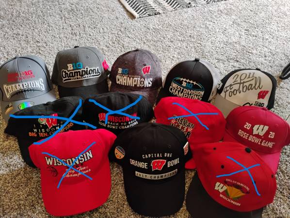 7 NEW WIS. BAGER HATS. YOUR CHOICE $10 1