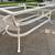 WROUGHT IRON AND TRAVERTINE STONE OUTDOOR TABLE 6 thumbnail