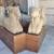 Set of 3 Egyptian two-headed ram Amun-Ra deity wood sculpture statue 3 thumbnail