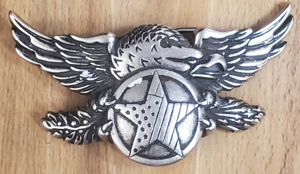 Vintage WINGED EAGLE STAR Men’s MOTORCYCLE BIKER 5 3/4" Belt Buckle 1