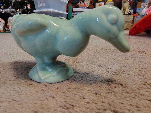 Vintage Green Duck Ceramic Planter 1