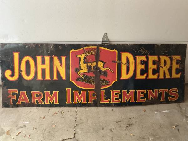 John Deere Implement porcelain original antique sign 1