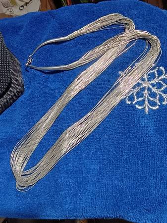 925 sterling silver 30" ,30 strands liquid silver necklace, 43.18 gm 1