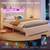 🔥🔥TWIN Size LED Light Bed Frame with Drawer, Storage Headboard with 3 thumbnail
