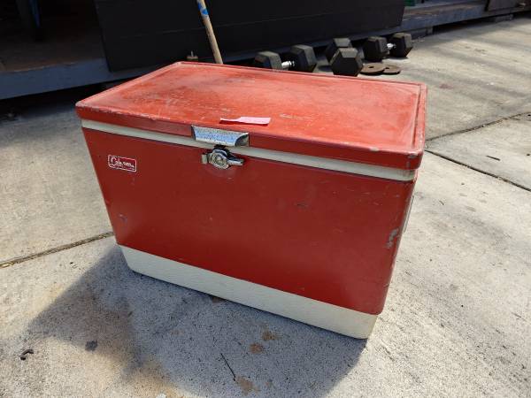 Coleman steel belted cooler vintage red 1