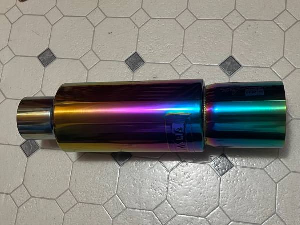 NEW OEM HKS JASMA TITANIUM MUFFLER,UNIVERSAL FIT, 2.5"IN AND 3.5 OUT 1